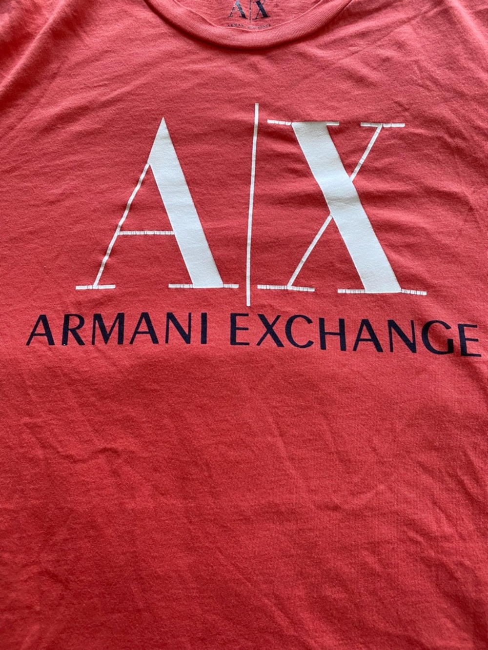 Armani Exchange Coral-Red AX Logo Short Sleeve Tee - Picture 4 of 6